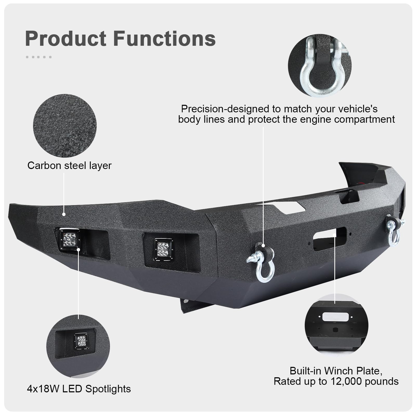 Off Road Front Bumper Fit for - Key Features