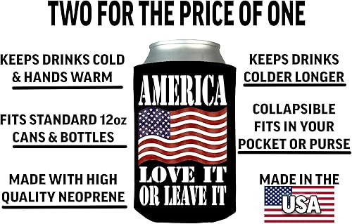 Miniatura 2 de Rogue River Tactical Juego de 2 fundas plegables para latas de cerveza con la bandera de Estados Unidos, diseño de América, paquete de 2 unidades