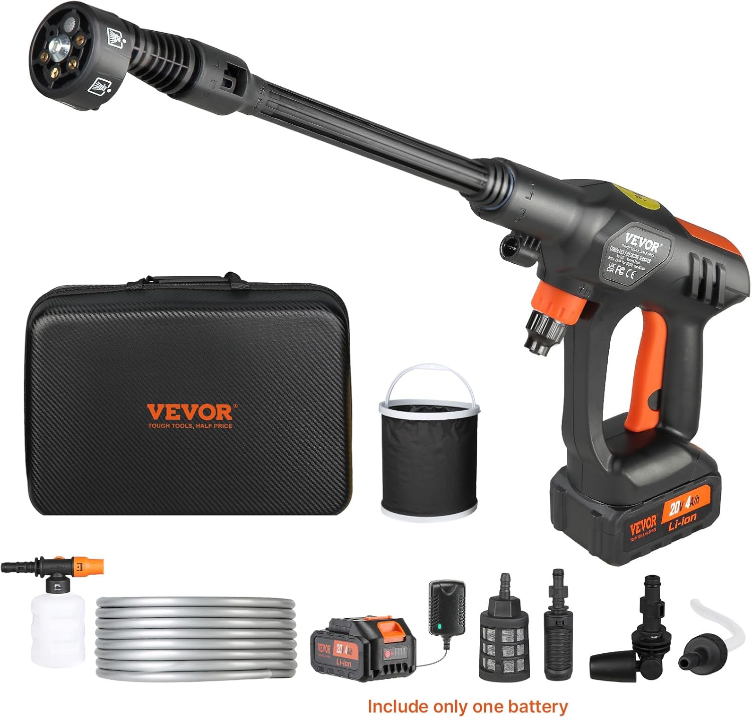 VEVOR Cordless Pressure Washer, 652-PSI 1.1 GPM Portable Pow