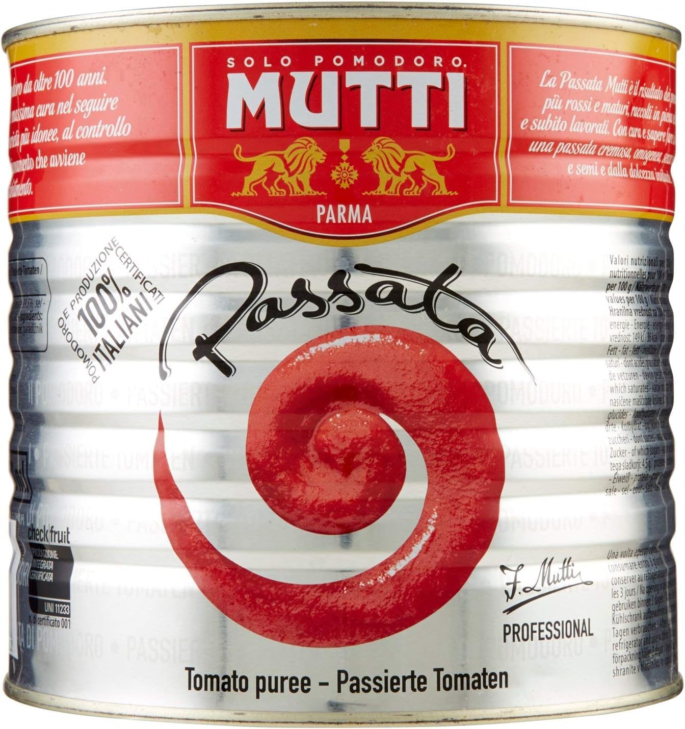 Mutti Passata di Pomodoro Tomatenpaste Tomaten sauce 100% Italienisch 3x 2.5 kg + Italian Gourmet polpa 400g