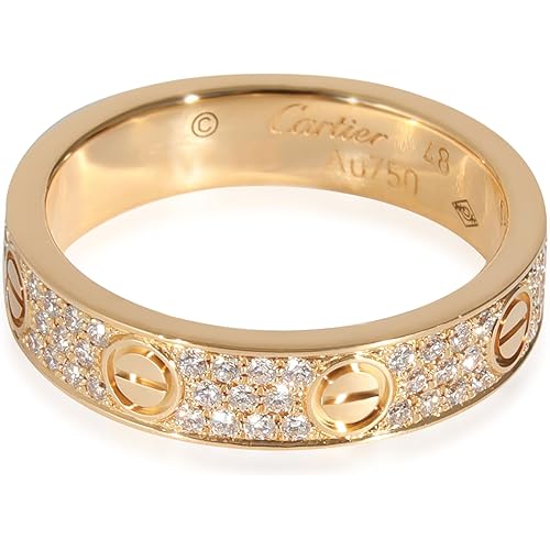 Cartier, Pre-Loved, Love Wedding Band, Diamond Paved, Yellow Gold, 4.5