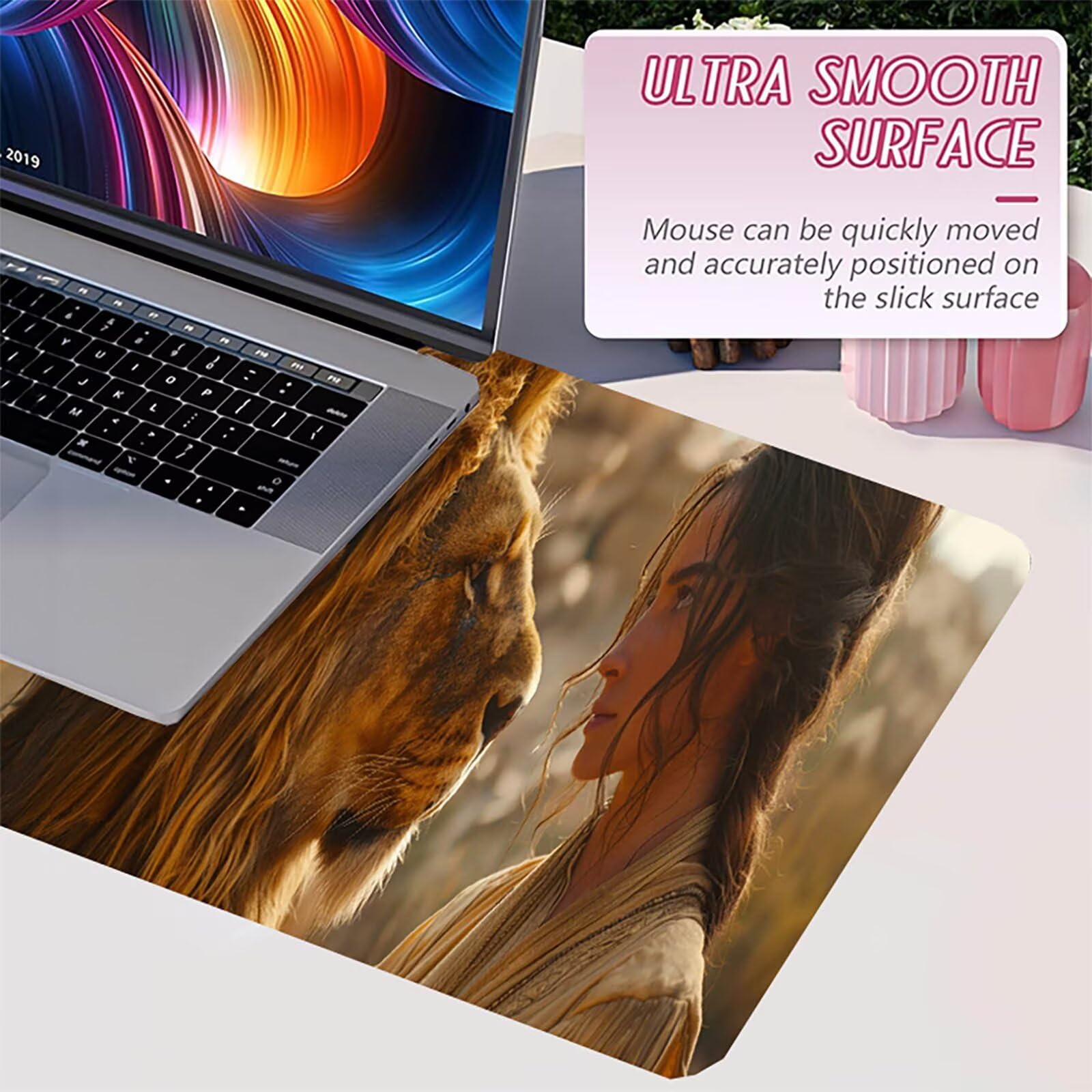 Tappetino Mouse Leone, Tappetino Mouse XXL 1500 x 800 mm, Gaming Mouse Pad con Base in Gomma Antiscivolo, Mousepad Migliorare la Velocità e la Precisione, Ufficio Accessori Gaming, Donna G-5455