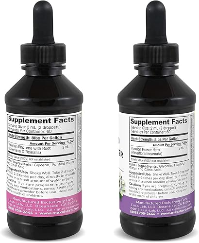 Miniatura 3 de Maxx Herb Extracto de flor de pasión + extracto de raíz de valeriana, para relajación y control del estrés, sin alcohol, (1 cada uno) botella de 4