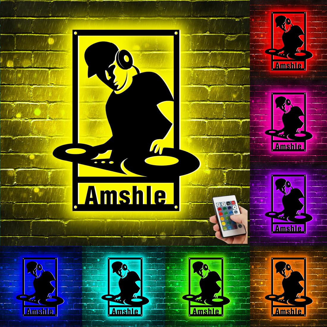 Ornement Bureau DJ Personnalisable En Acrylique 2D - Plaque Avec Nom - Cadeau Pour Amateur De Musique, DJ - Taille 6 à 12 Pouces