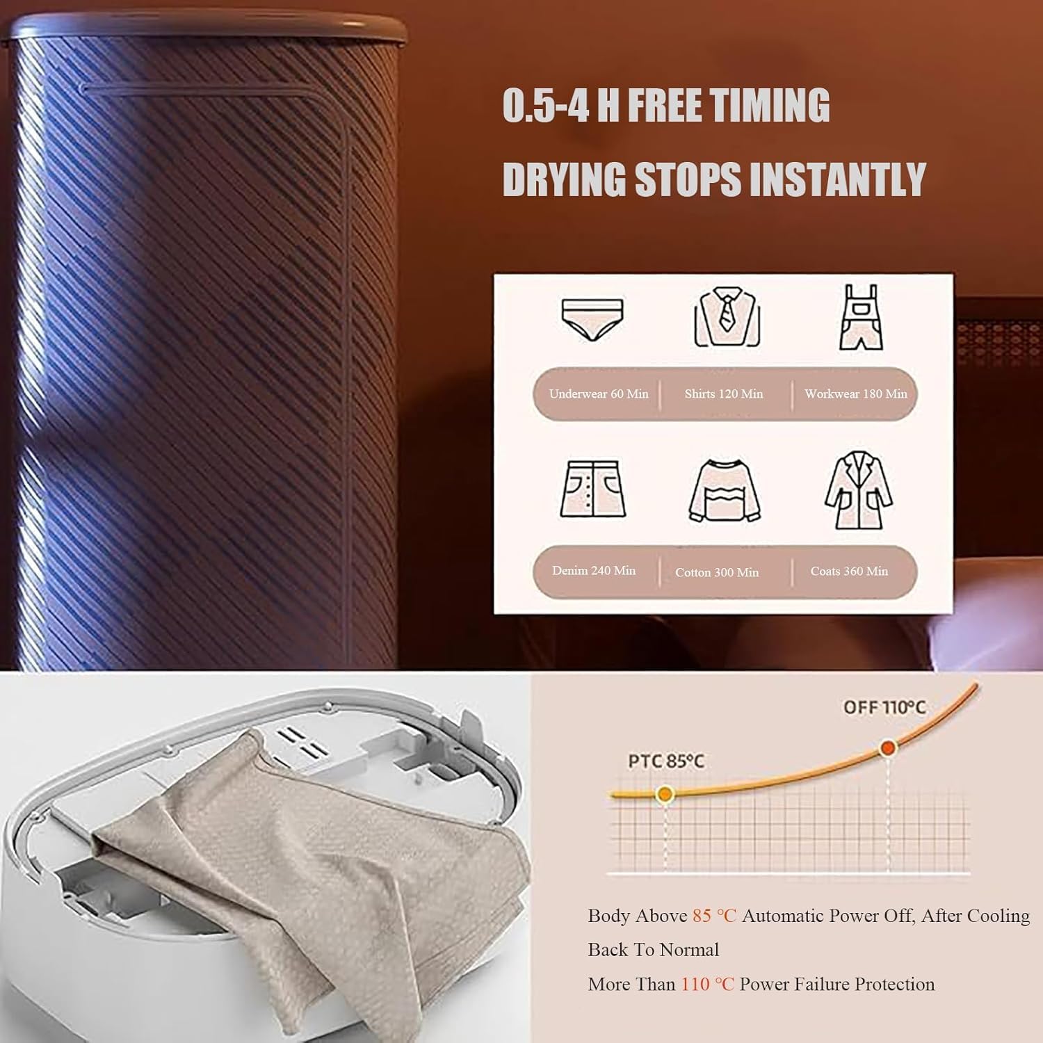Clothes Dryer, Automatic Ironing Machine Portable Wireless Vertical Steam Iron Automatic Clothes Drying Rack