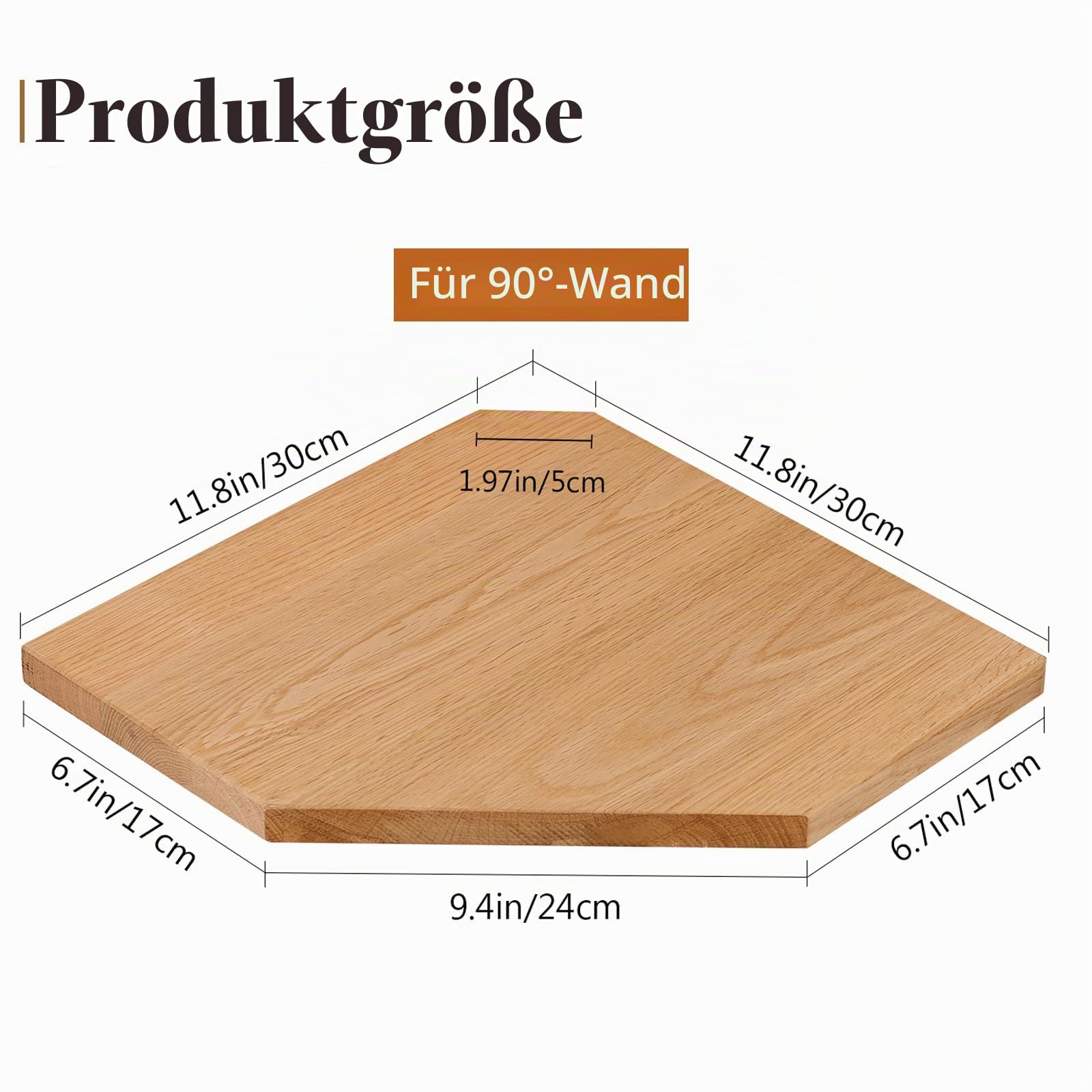 Eiche Eckregal Schwebendes, Holz Eckregal Wandregal mit Drahtloch für Kabel | Eckregal Holz Hängend, Eiche Eckregal Wandregal mit Drahtloch für Kabel, Kleines Schwebendes Eckwandregal für Pflanzen