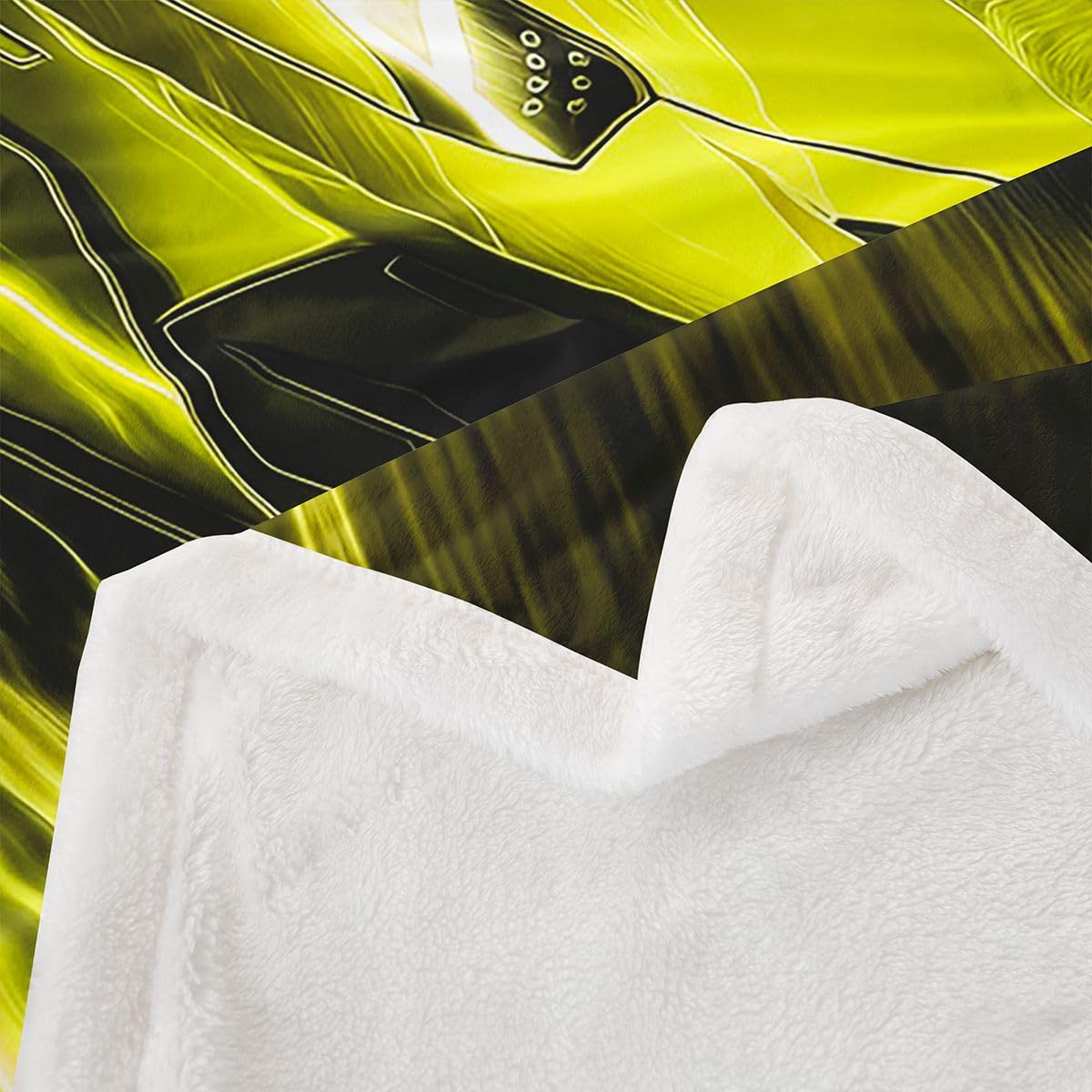 Homewish Żółty koc polarowy do samochodu, 229 x 229 cm, Speed Racing Car, ciepły, pluszowy koc sherpa, sporty ekstremalne, dla kochanka, puszysty, pluszowy, rozjaśniający łóżko, sofę i kanapę