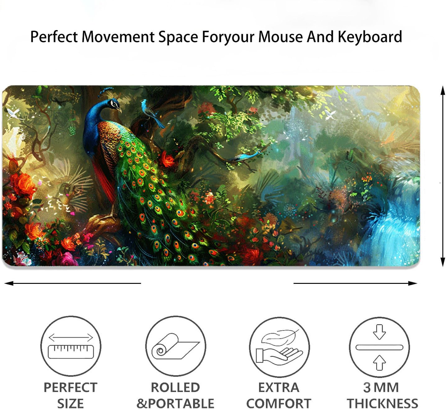 Tapis de Souris de Jeu en Tissu - Surface Exclusive Micro Tissée - Optimisé pour Les Capteurs de Jeu - Taille XXL 1000 x 500 x 3mm (Vert Animal) Tapis de Souris Ergonomique, pour Gamer et Bureau 3-3R