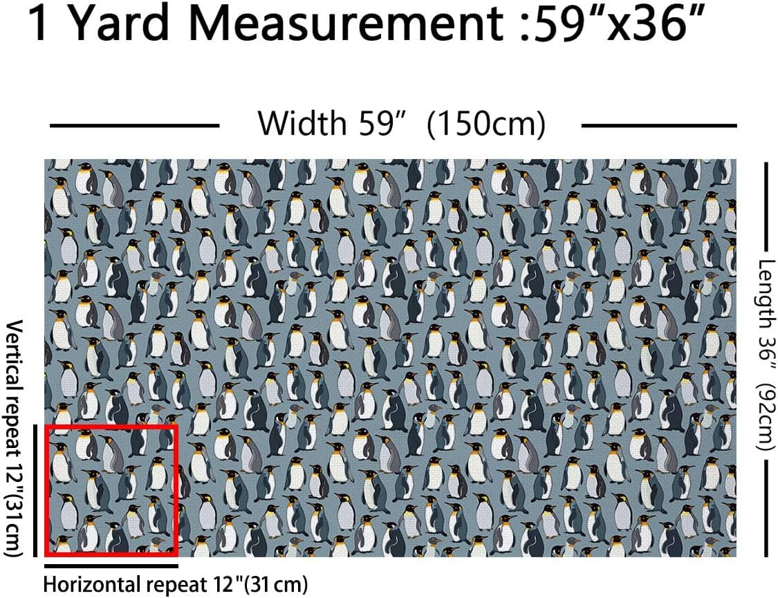 Penguins Upholstery Fabric for Kids,Antarctica Animals Wildlife Fabric By The Yard,Cartoon Little Penguins Decorative Fabric for Quilting Sewing, Cute Safari Waterproof Fabric, DIY 3 Yards