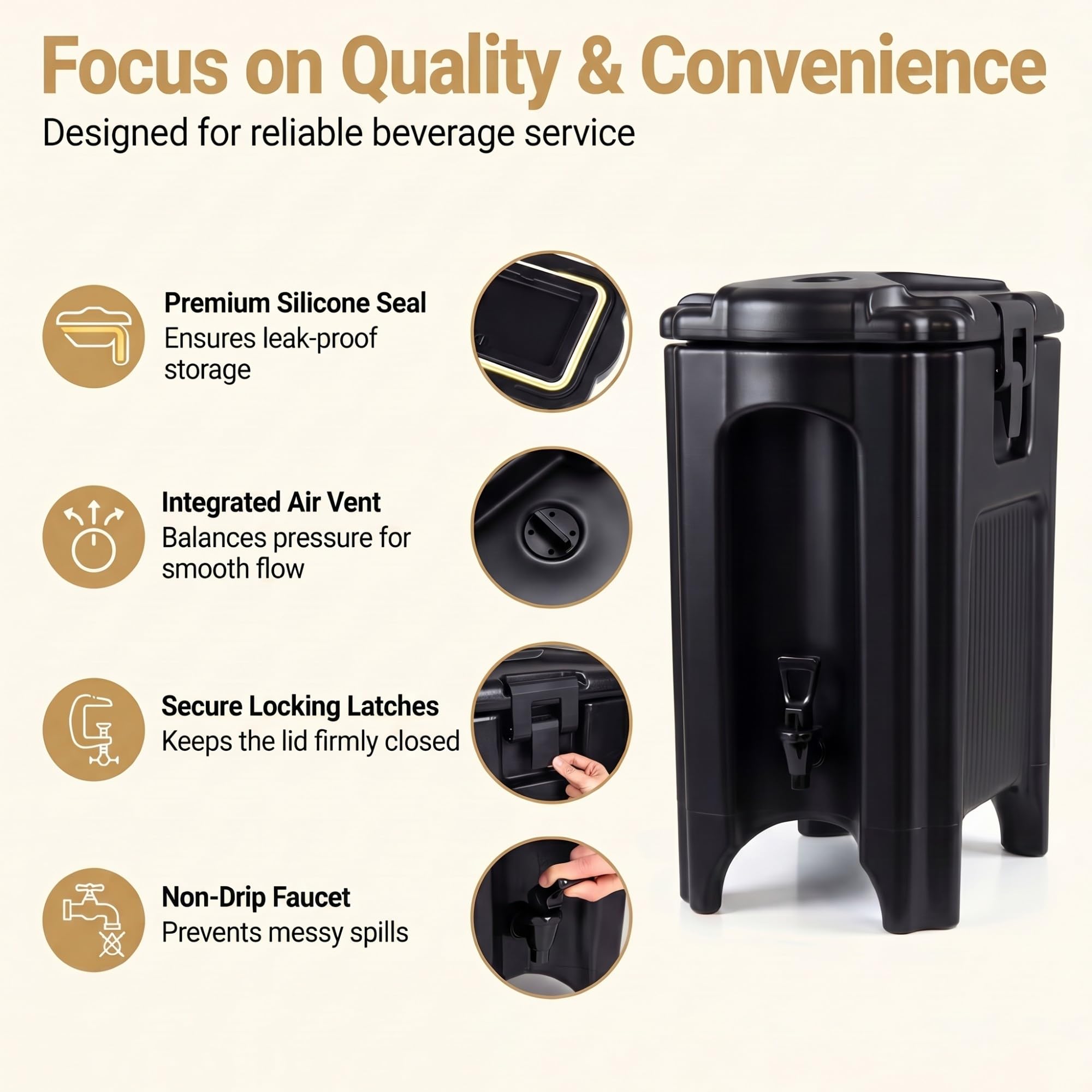 LIFEZEAL 16,5 L Distributore per Bevande Isolato, Distributore per Bevande Calde e Fredde con Rubinetto Antigoccia, Contenitore Isotermico per Caffè, Birra e Succo di Frutta, per Bar e Ristoranti