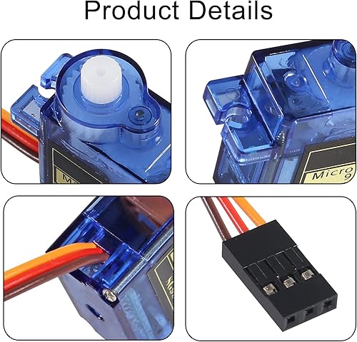 Miniatura 3 de 4 unids SG90 Micro Servo Motor Mini Servo SG90 0.32 oz Servo Kit para RC Helicóptero Avión Coche Barco Robot BrazoManoCaminarServo Puerta Bloqueo