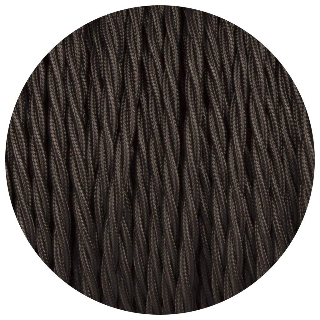 3 Core Braided Flexible Fabric Wire Flex Cable Antique Twisted Cable 3 Conductor 16.4ft Braided Electrical Cord Flex Cord Italian Braided for DIY (Black, 5 Meter / 16.4ft)