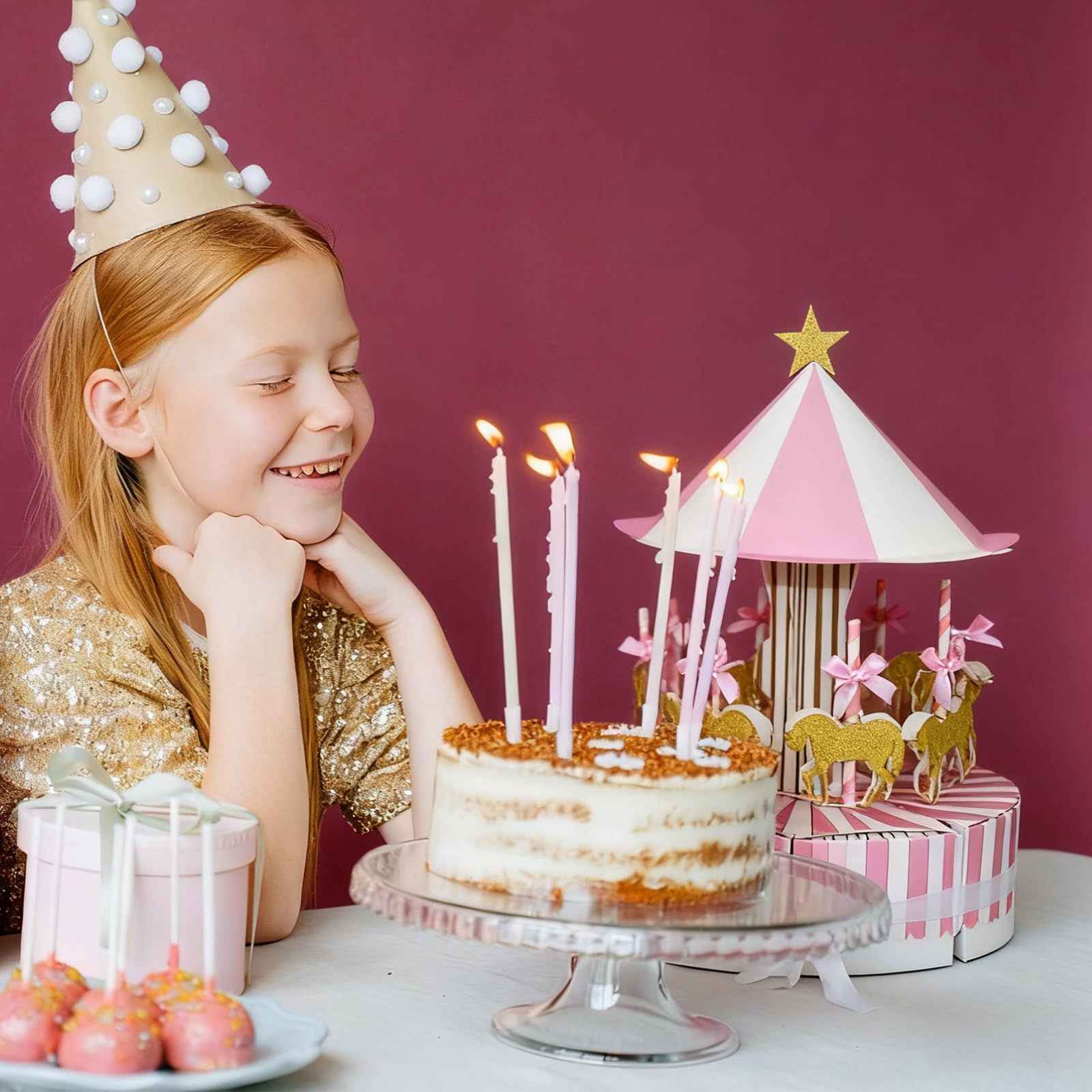 Scatola Di Carta a Forma Di Carosello, Scatole Regalo per Feste di Nozze, Per Dolci Per Feste E Compleanni, 1 Set Composto da 10 Pezzi, Rosa