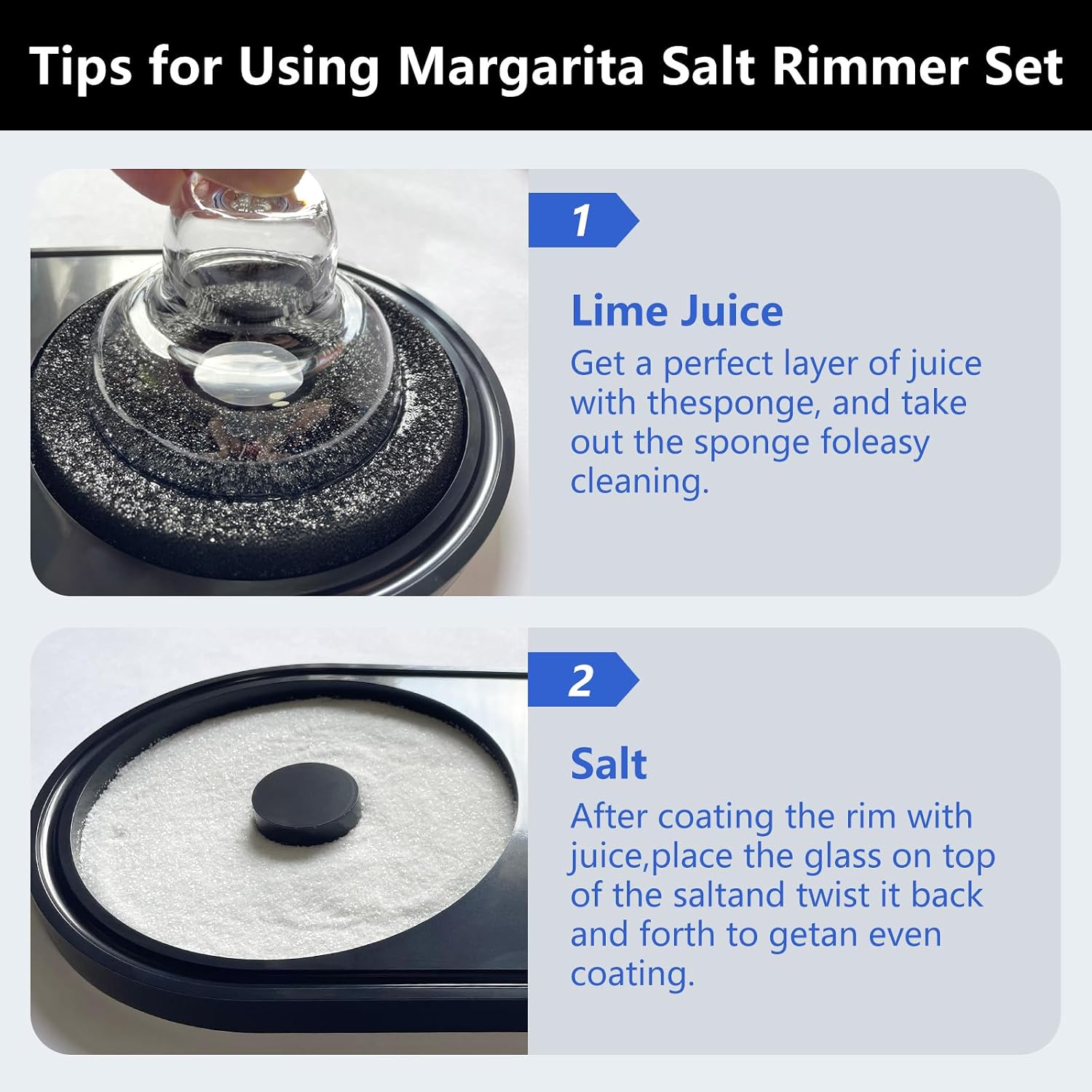 Margarita Salt Rimmer Set with Sponge, Glass Rimmer for Cocktails