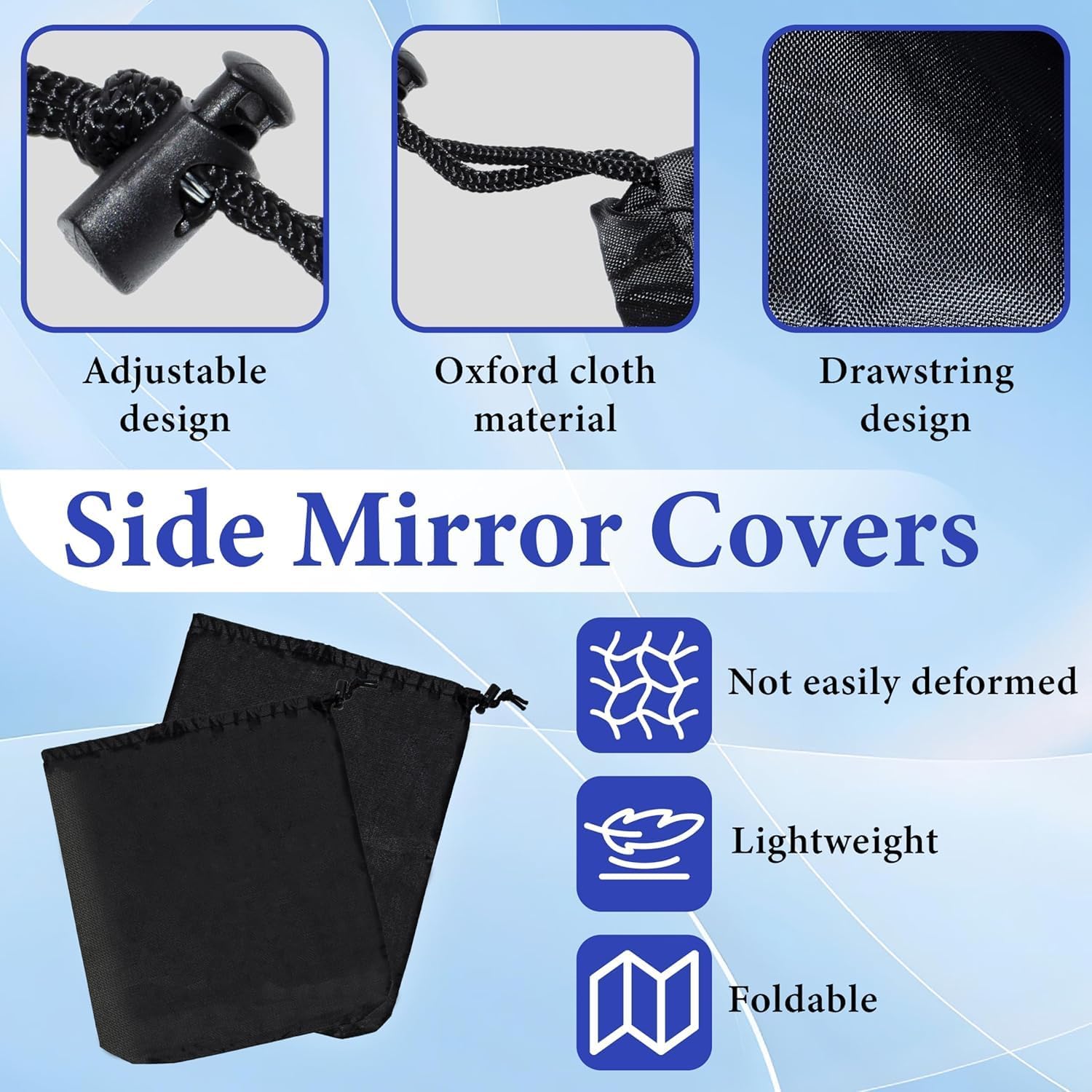 6 Pcs Side Mirror Covers with Drawstrings, Rearview Accessories image 4