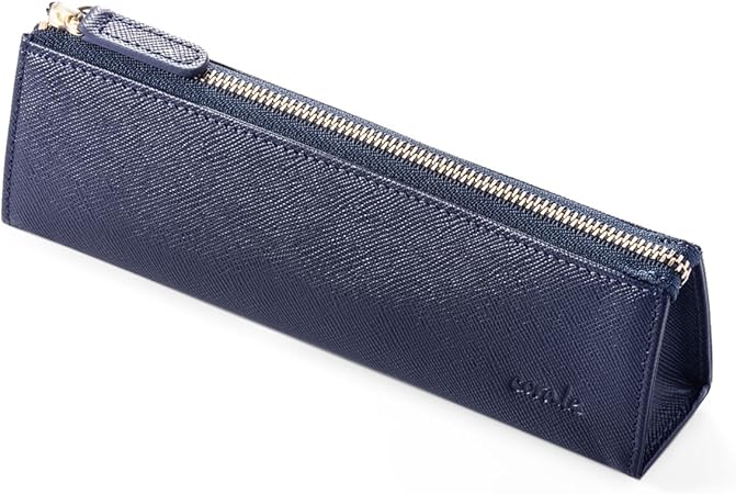 Amazon コラーレ Corale ペンケース 革 本革 プリズムレザー レディース 三角 シンプル おしゃれ かわいい 筆箱 14colors ミッドナイトネイビー ペンケース 文房具 オフィス用品