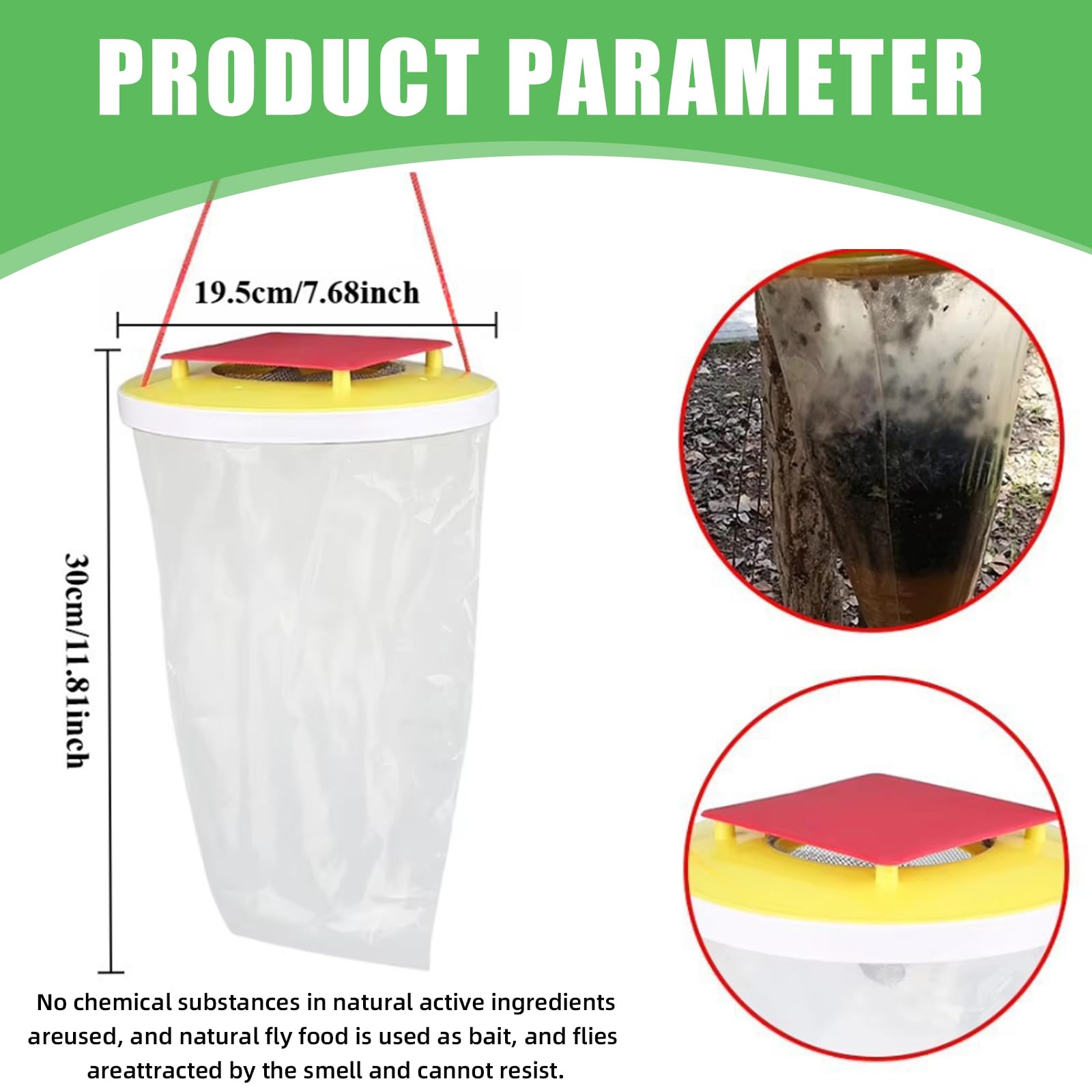 Redtop - Set di 4 trappole per mosche per esterni, con contenitore di attrattiva, trappola per mosche e insetti, per esterni, per zanzare, api e mosche