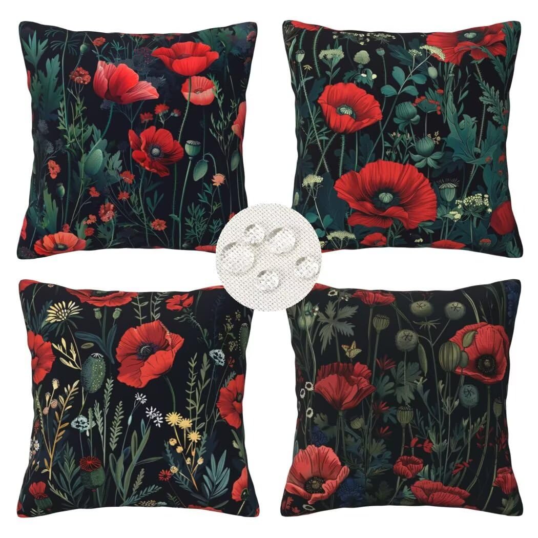 Housses de coussins fleur imperméables 35x35 cm pour protéger vos sièges de jardin - Lot de 4