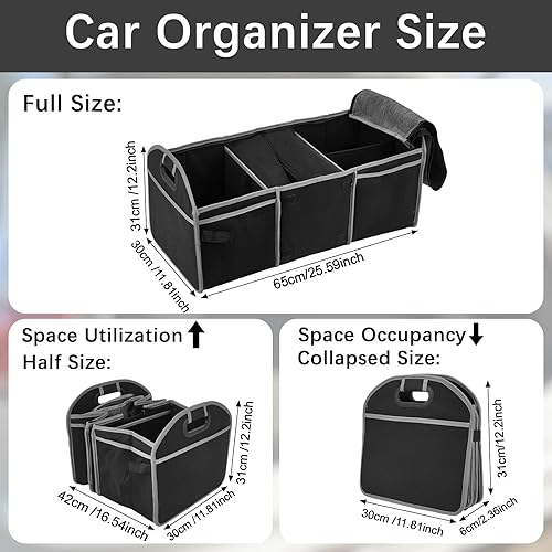 Miniatura 2 de Organizador de maletero de automóvil, caja de almacenamiento plegable con asas, accesorios plegables para automóvil, herramientas, artículos