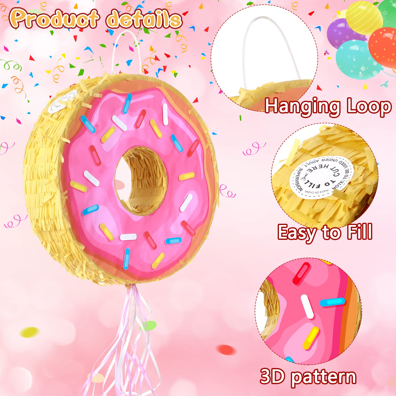 Amazon.com: Donut Piñata with Strings 12 Inch Small Doughnut