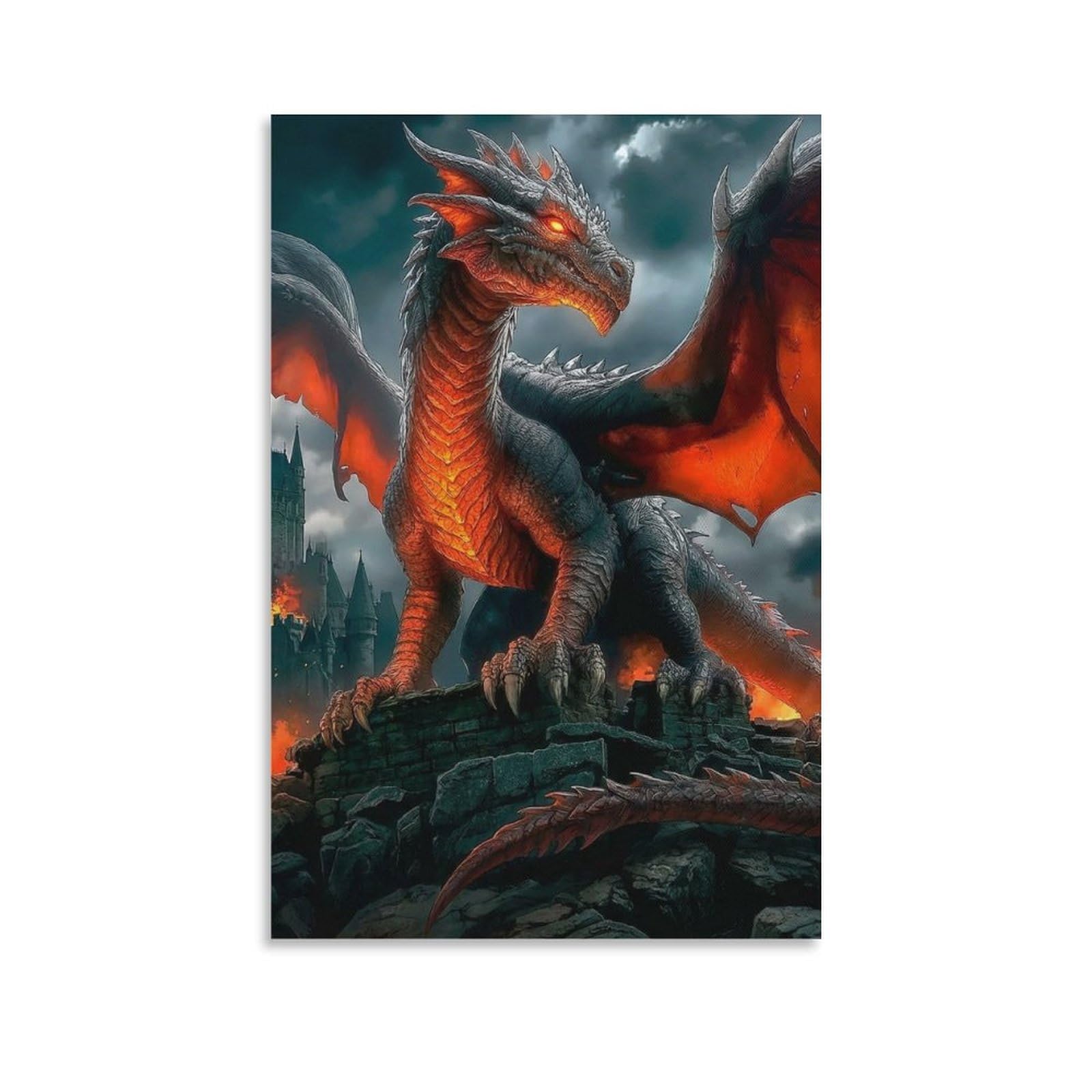 DHBANEIOK Dragon Fantasy Art Wall Decor Poster Giclee Canvas Prints Modern Canvas Wall Art Picture Wall Hanging for Office Gym Living Room Decor 20x30inch(50x75cm)