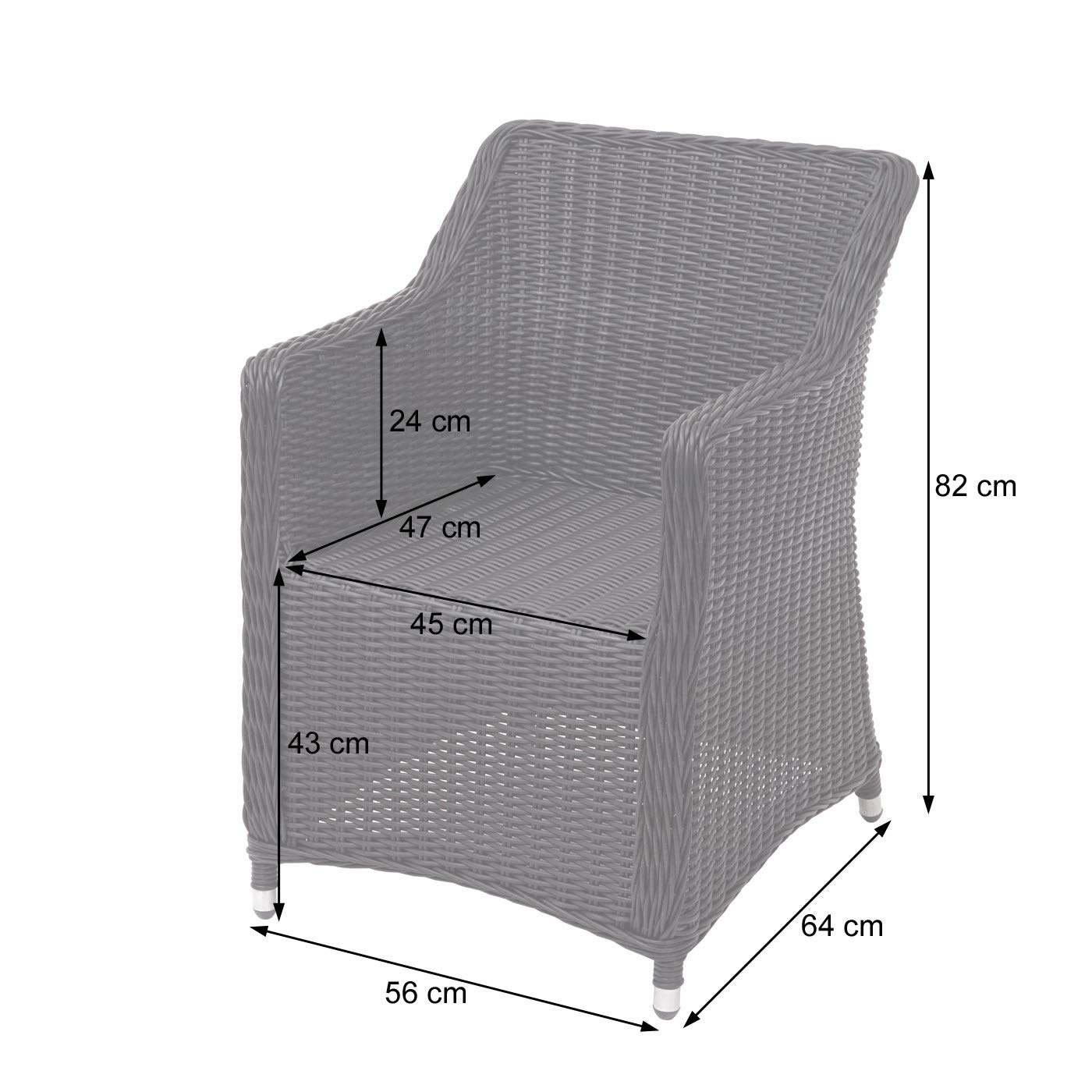 Mendler Set salotto giardino esterno salottino HWC-F51 polyrattan tavolo con 4x poltrone antracite grigio scuro