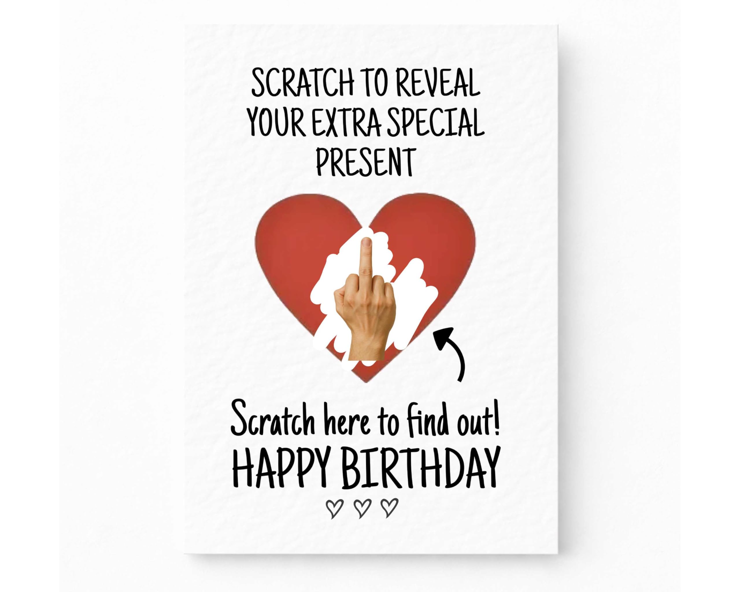 Funny Middle Finger Birthday Surprise Scratch Greeting Card, Cheeky Gift Reveal, Rude Gift For BoyFriend, Partner, Friend, Sibling