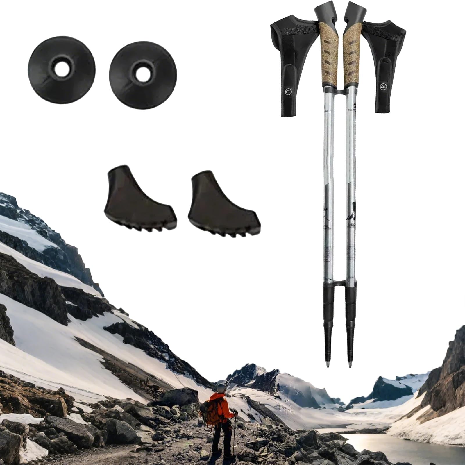 Nordic-Walking-Stöcke aus Carbon mit Korkgriffen, 1 Paar. Sicherer, Leichter, Stabiler und langlebiger als billige Stöcke.
