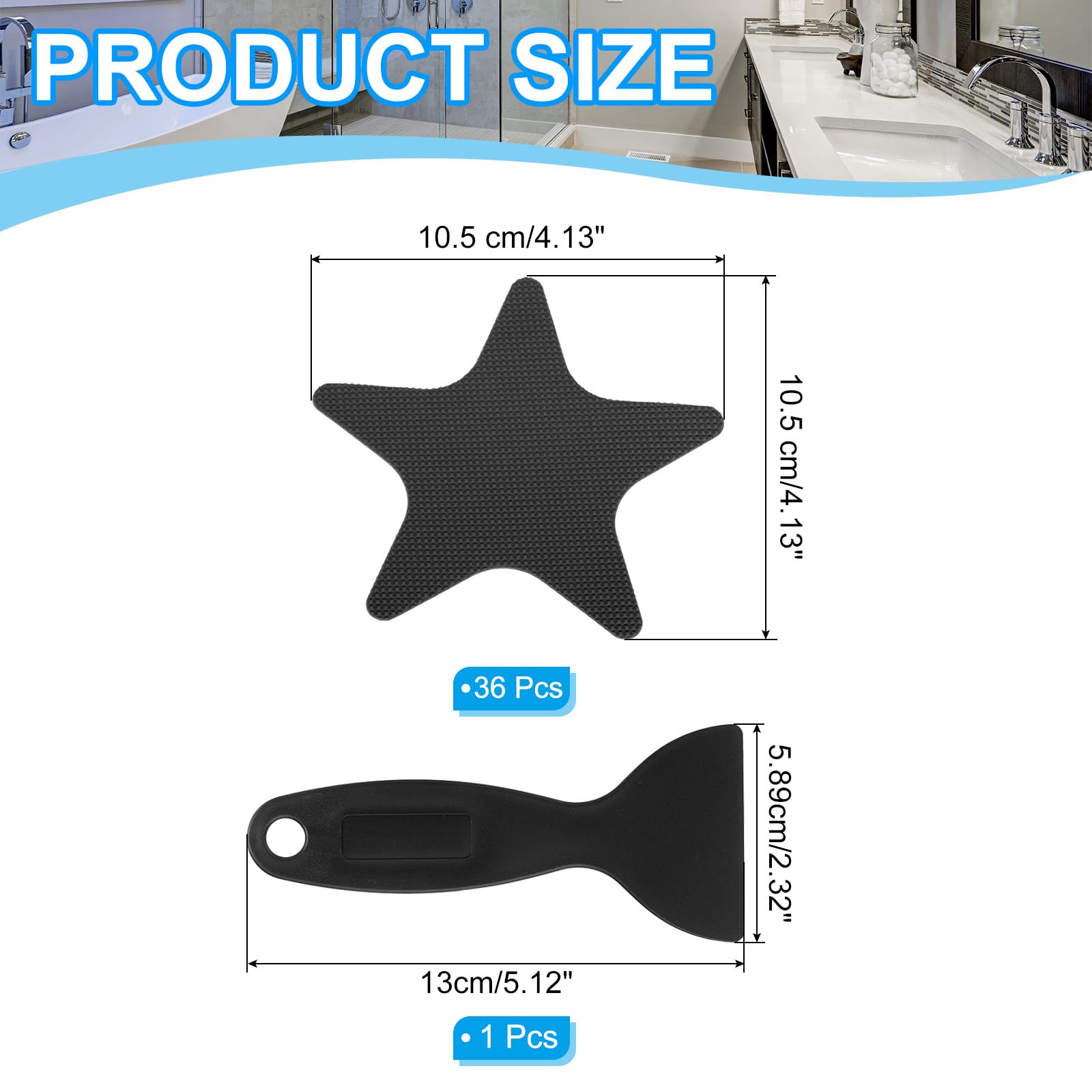 24 Anti-Rutsch Aufkleber Für Badewanne - Blaue Sicherheitsstreifen 38x2cm