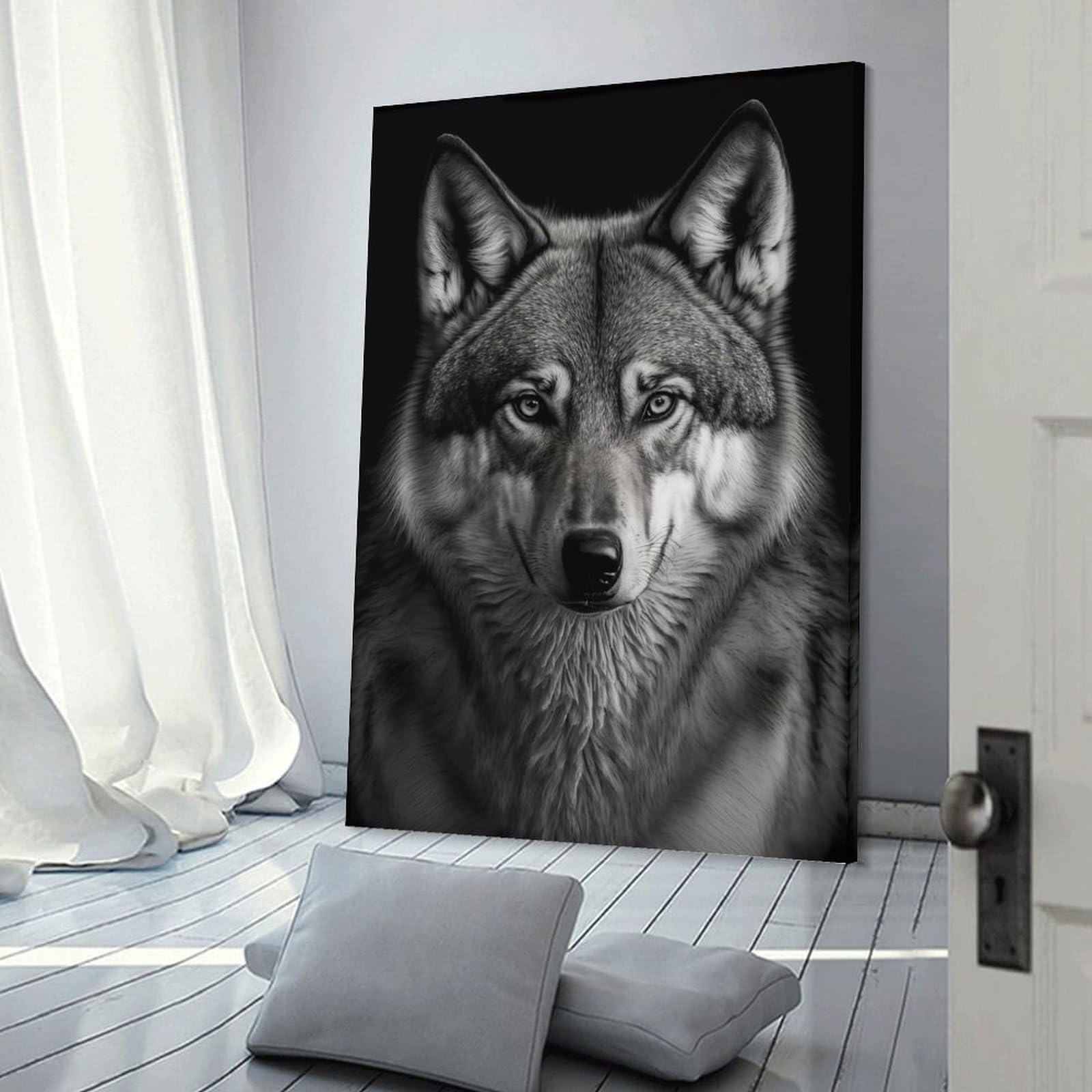 Junmoney Portrait of A Wolf Decorative Wall Artwork, 20x30inch(50x75cm), for Home Lounge, Bedroom Or Reading Nook, Eye Catching Artwork for Blank Walls