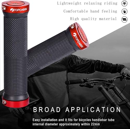 Vista 75 de Puños de manillar de bicicleta de doble bloqueo - Puños cómodos de goma para bicicleta de montaña BMX (Enchufe de bloqueo de aluminio+empuñaduras)