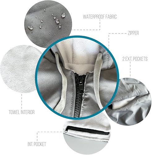 Miniatura 3 de MACAR Parka de natación impermeable con forro de toalla, ideal para actividades junto a la piscina y al aire libre