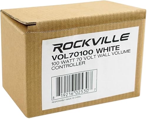 Miniatura 9 de (4) Rockville VOL70100 - Caja de control de volumen de pared blanca de 100 W, 70 V