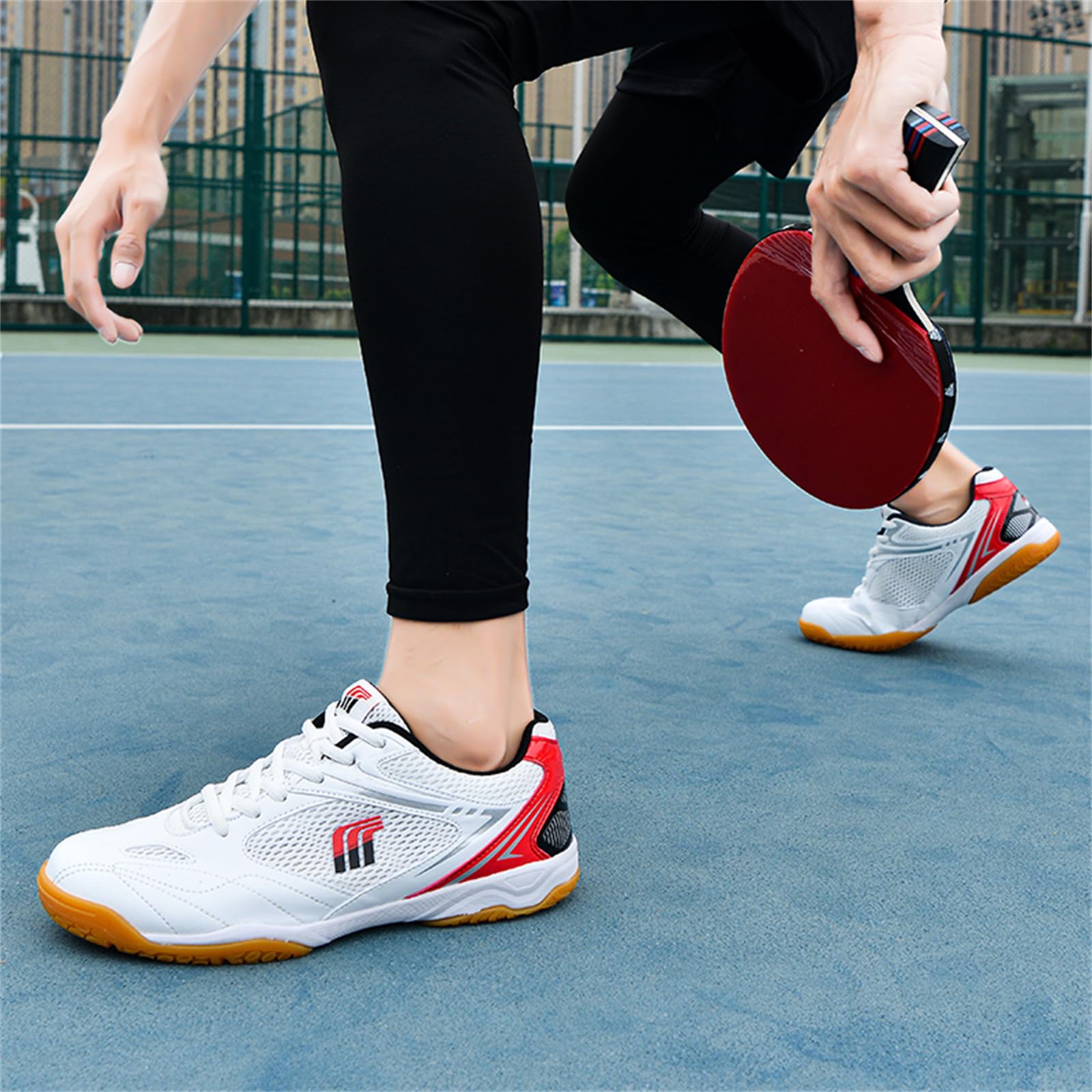 JiuQing Zapatillas De Tenis De Mesa Hombre Zapatillas De Tenis De Bádminton para Mujer Zapatillas De Entrenamiento Ligeras Antideslizantes para Interior