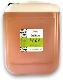 (Sol-&eacute;co) Huile Pure Tung | Protection et entretien du bois int&eacute;rieur/ext&eacute;rieur | Meubles de jardin, plan de travail, terrasse, cuisine, planches &agrave; d&eacute;couper, teck (10, Kilogrammes)