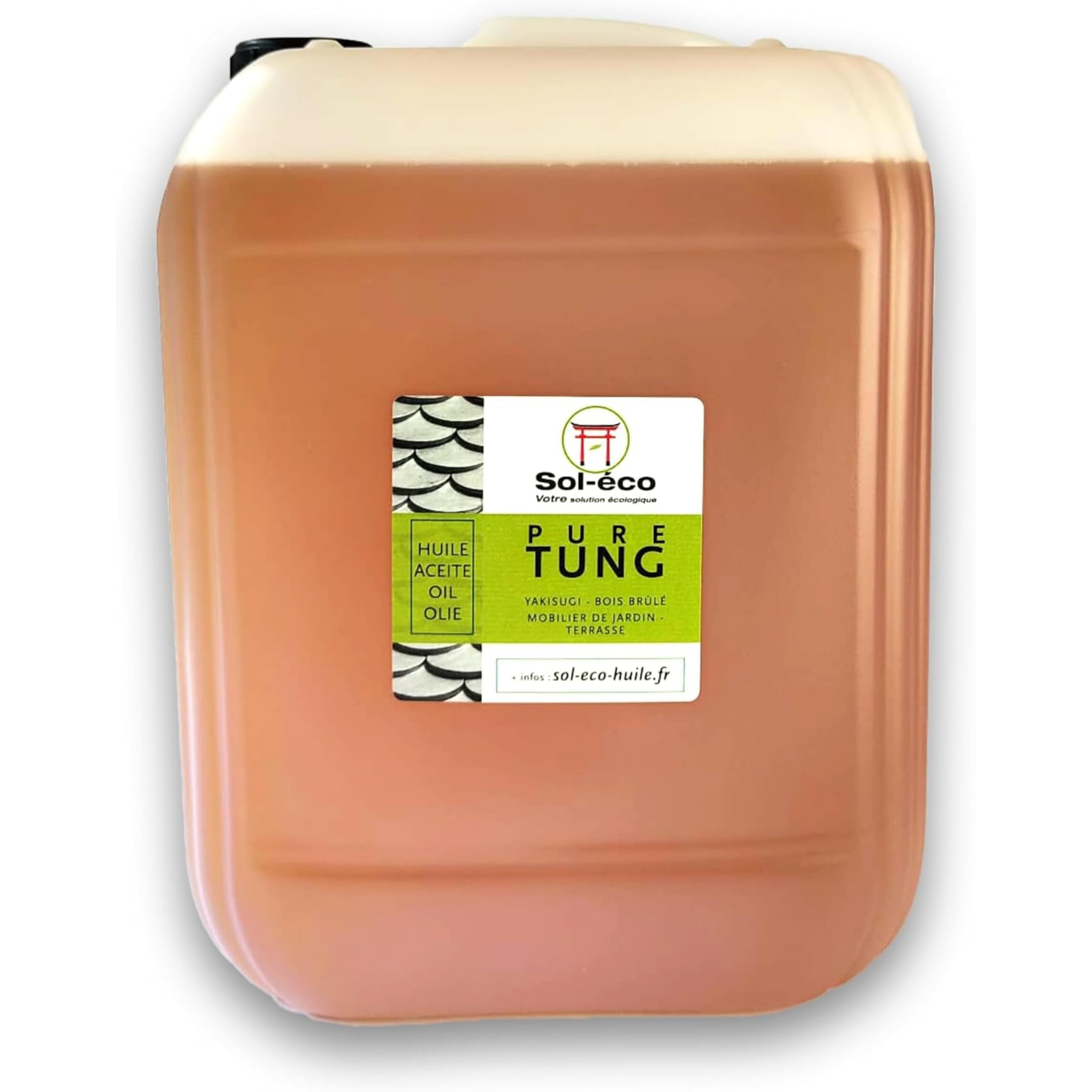(Sol-éco) Aceite de Tung Puro – Protección y cuidado de la madera – 10L | Interior/exterior - Muebles de jardín, encimera, terraza, cocina, tablas de cortar, teca, parqué