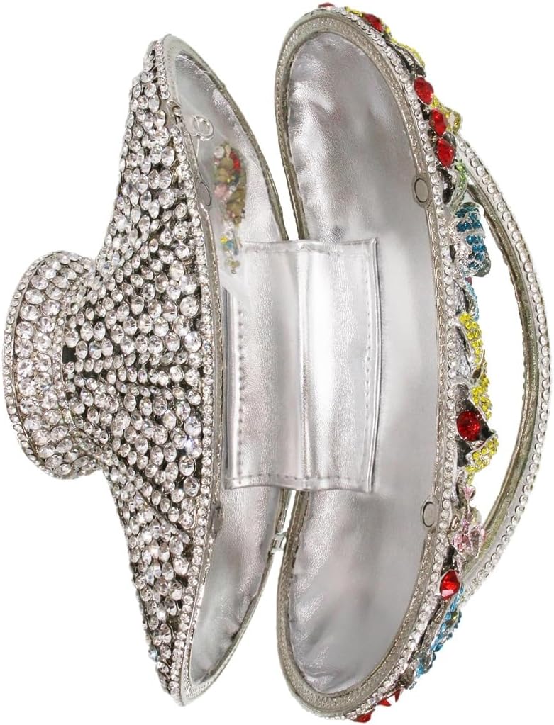 Women Vintage Floral Basket Rhinestones Evening Bag Flower Crystal Clutch Purse Diamond Handbag for Wedding Party