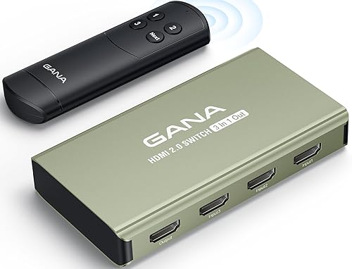 Interruptor HDMI 3 en 1 salida 4K 60Hz, GANA HDMI Splitter Switcher con control remoto, concentrador de caja de interruptor HDMI 2.0 de aluminio