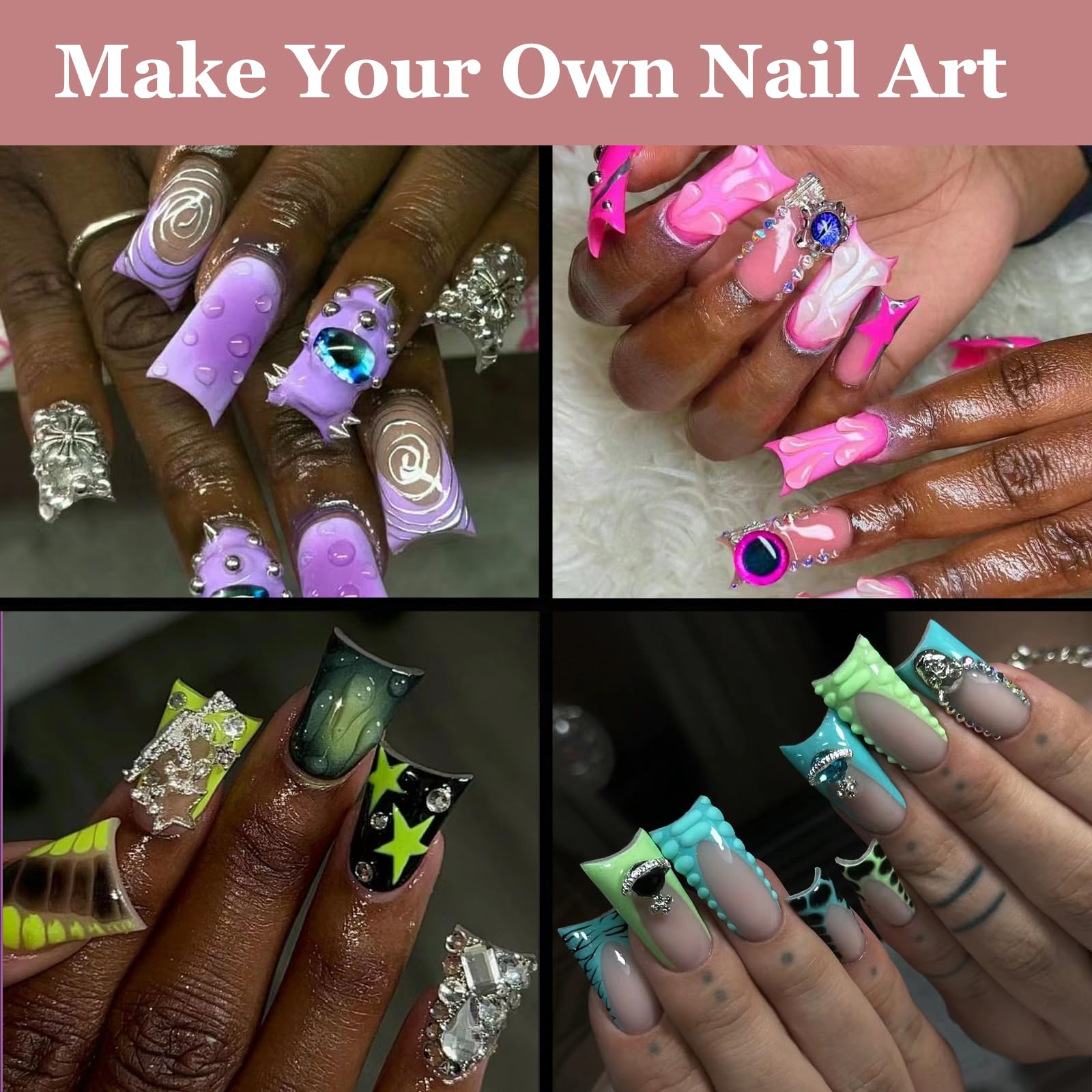 500 PCS Short Duck Nails Acrylic Extension False Nail Tips 10 Sizes Half Cover Wearing Armor Duckbill Style with Box for Women Girls Professional Nail Salon Home DIY Nail Art Manicure Accessories