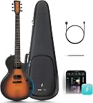 Enya Guitare électrique Nova Go Sonic 38 Guitarra en fibre de carbone électrique Smart de pouce avec 10W Haut-parleur sans fil, préréglages à bord, sac à gigs, câble de charge et clé de réglage(noir)