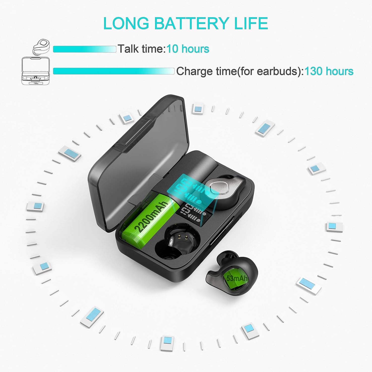 Big Sale JUJ F8 Wireless Bluetooth Earbuds, Active Noise Cancelling Earphones with True Wireless,ANC in-Ear Earphones with Digital Charging Case for Running/Driving/Companion Etc. (Black)