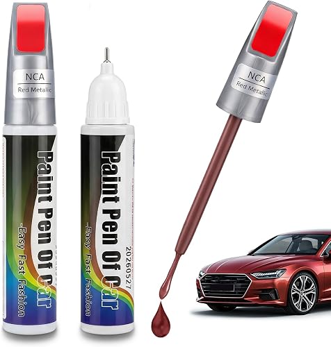2pcs NCA Rouge Métallisé Stylo Retouche Peinture Voiture pour Re 