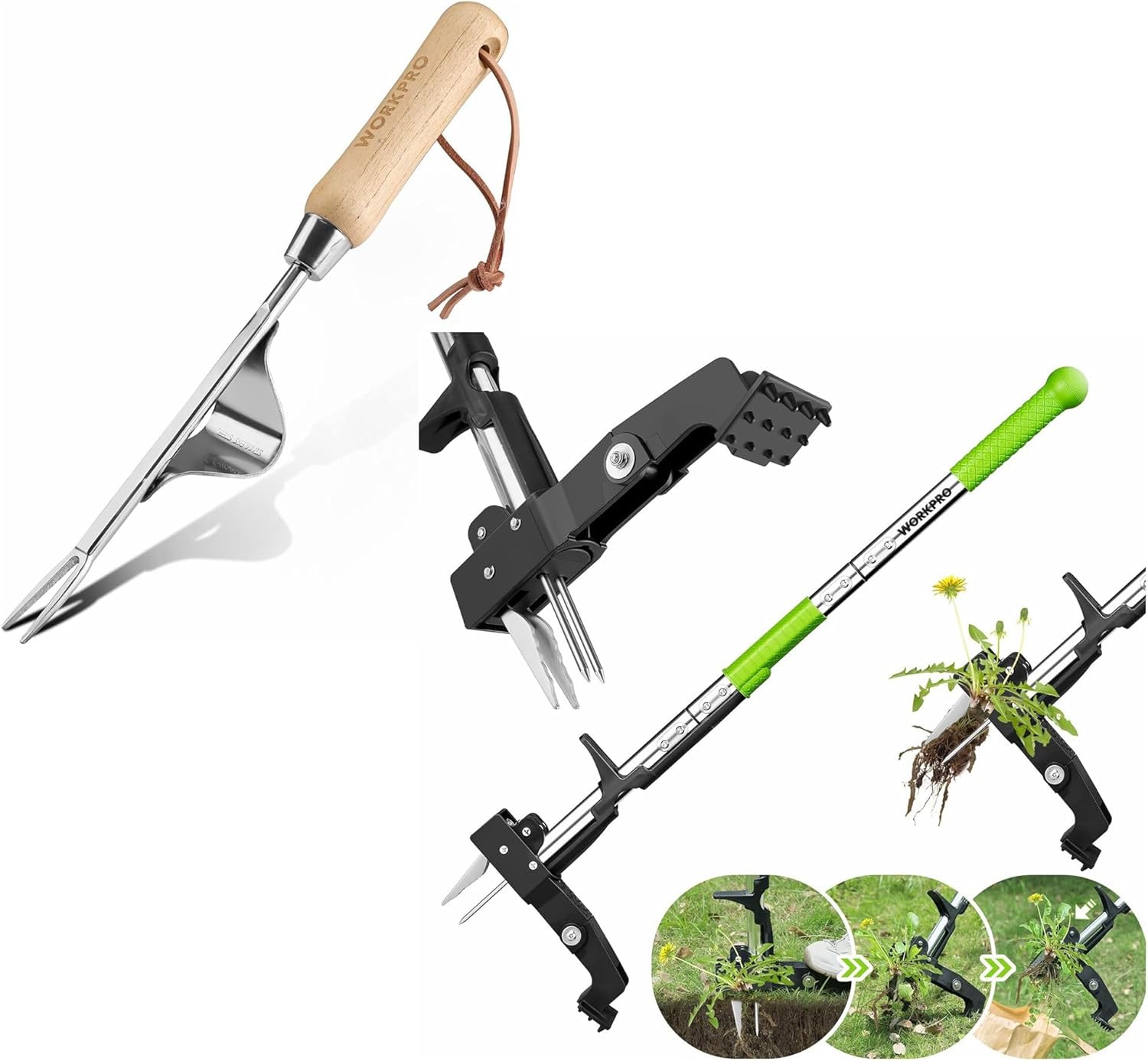 WORKPRO Weed Puller Tool & 39" Stand Up Weed Puller Tool