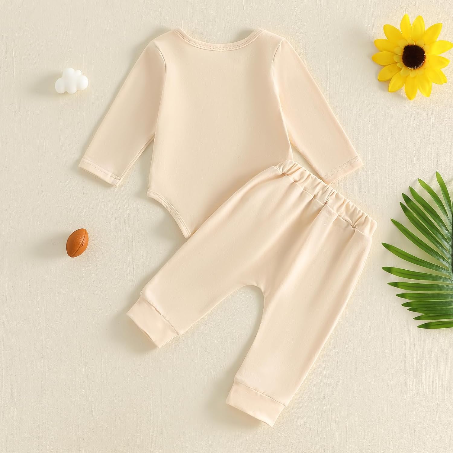 Newborn Baby Boy Football Outfit My First Football Season Romper Pants Set Hat 3Pcs Infant Game Day Fall Clothes