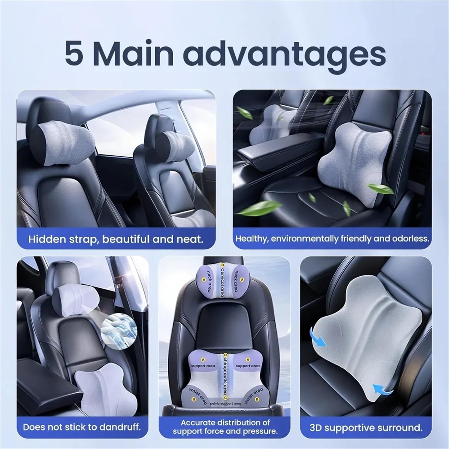 Clouds Cashmere Head Pillow Protective Lumbar Back Support Breathable Car Headrest Cushion Relieve Stress Car Accessories(Lumbar support)