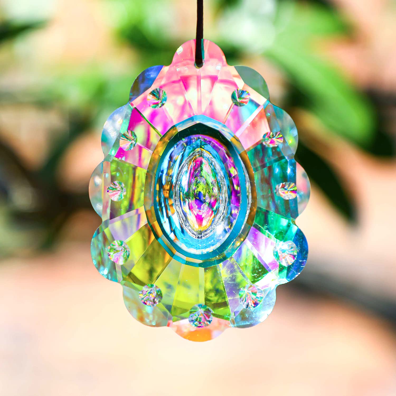 Amazon.com: 76mm Colorful Crystal Peacock Prism Sun Catcher