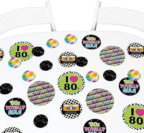 Big Dot of Happiness 80's Retro - Totally 1980s Party Giant Circle Confetti - Decoraciones para fiestas - Confeti grande 27 unidades