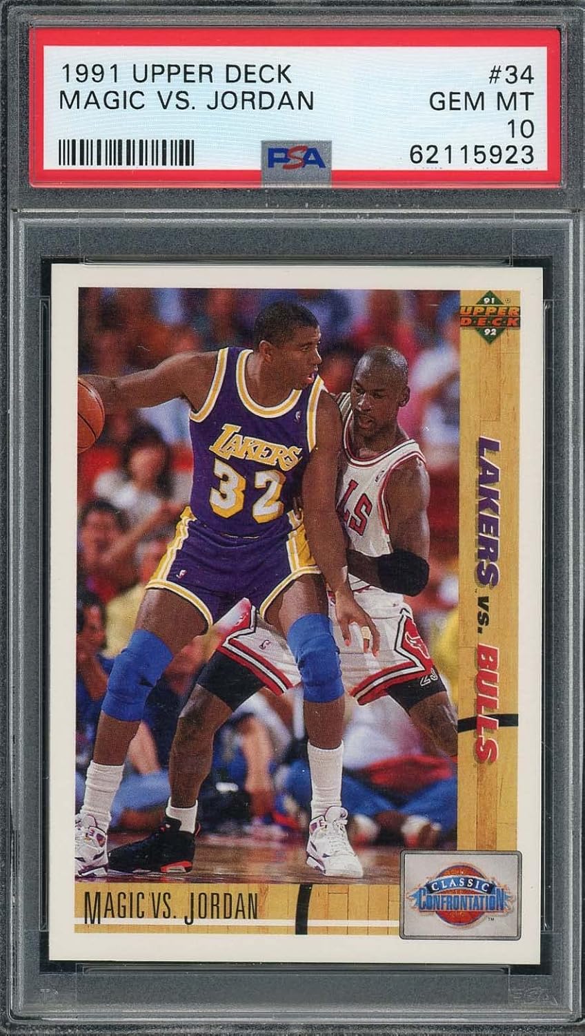 Michael Jordan and Magic Johnson 1991 Upper Deck Basketball Card #34 PSA 10 (Cert #62115923) Gem Mint | Dual NBA Legends Authenticated