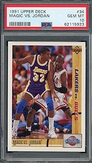 Michael Jordan Magic Johnson 1991 Upper Deck Basketball Card #34 Graded PSA 10