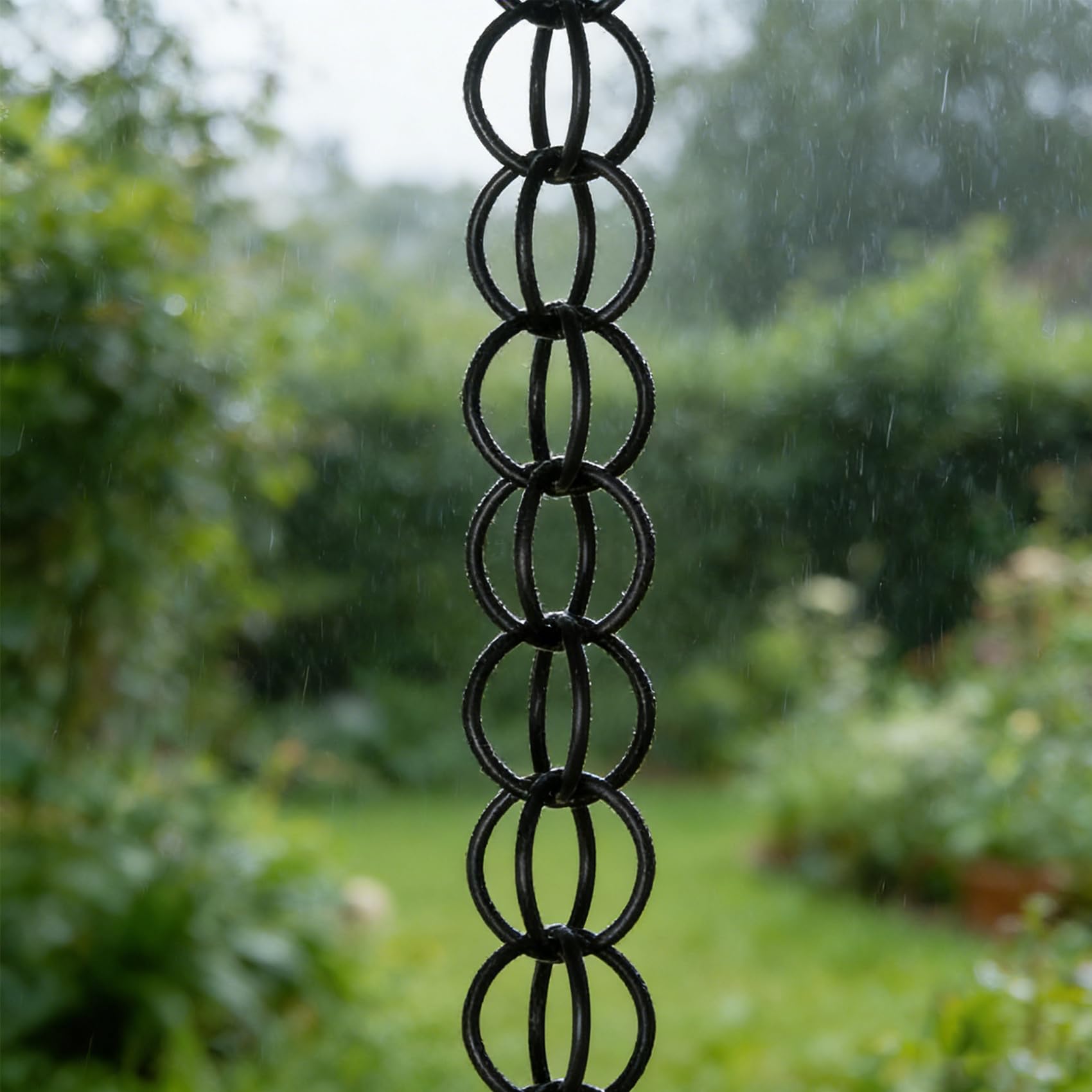 Catena per la Pioggia in Alluminio con Gancio Incluso - per Lo Scarico dell‘Acqua dai Tetti e Grondaie - Facile da Installare- Giardini, Terrazzi 2.2m(7.2ft) Nero-A